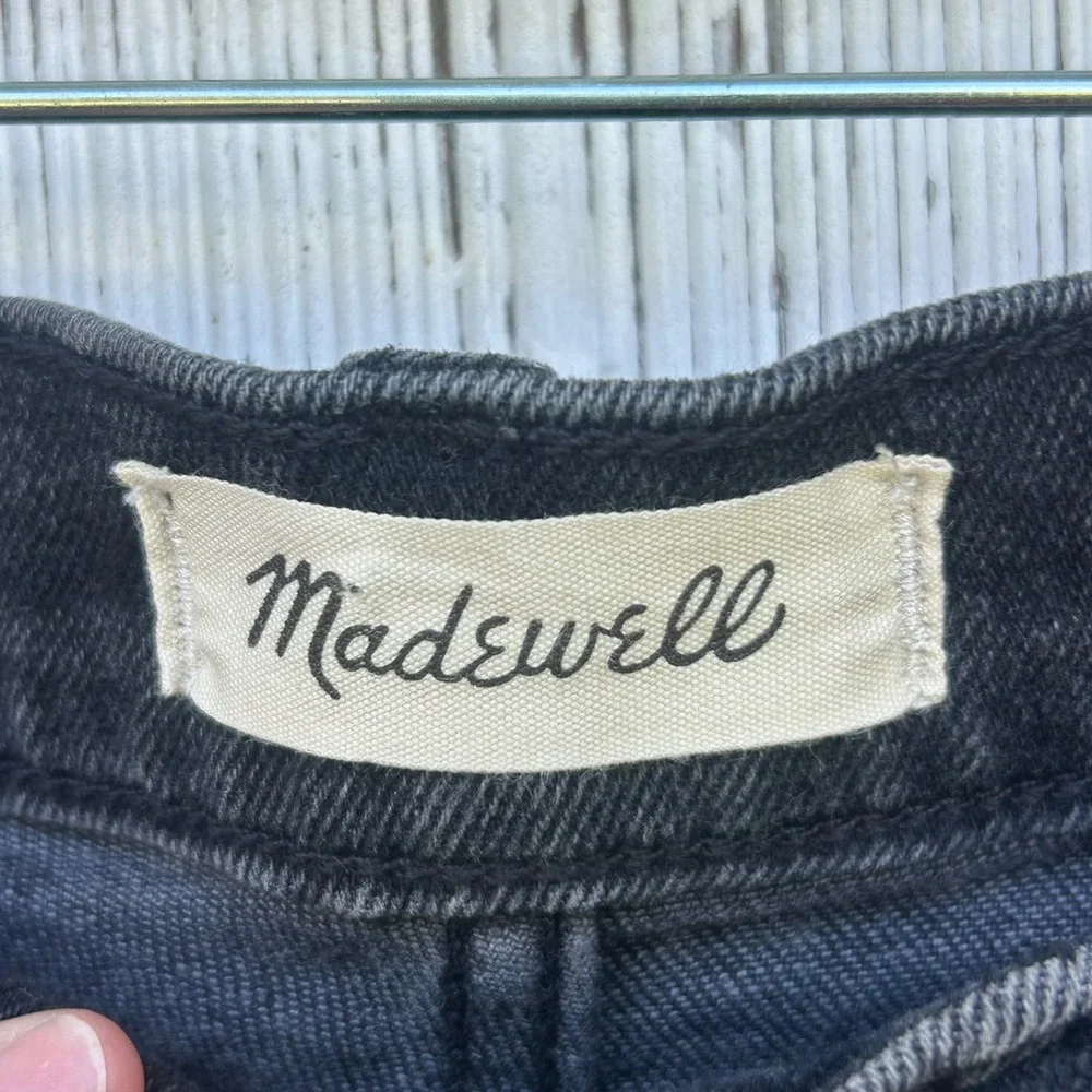 Madewell High-Rise Denim Shorts in Lunar Wash Black Size 26 Raw Hem Cuffed